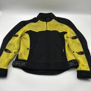XElement Motorcycle Jacket Padded Mesh Moto Racing Mens LARGE Black Yellow